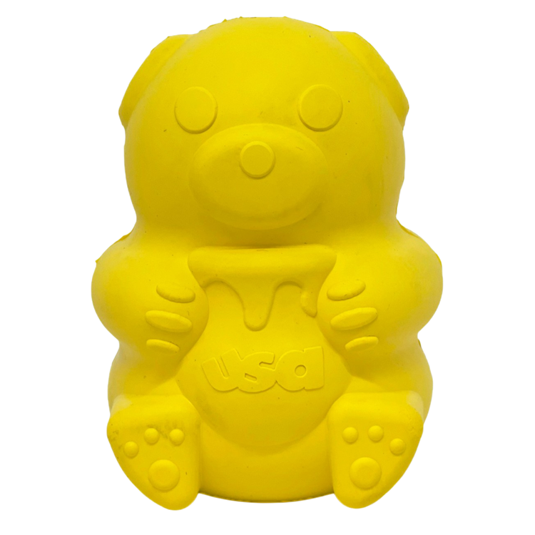 Dog Treat Dispenser Honey Bear Durable Rubber Interactive To