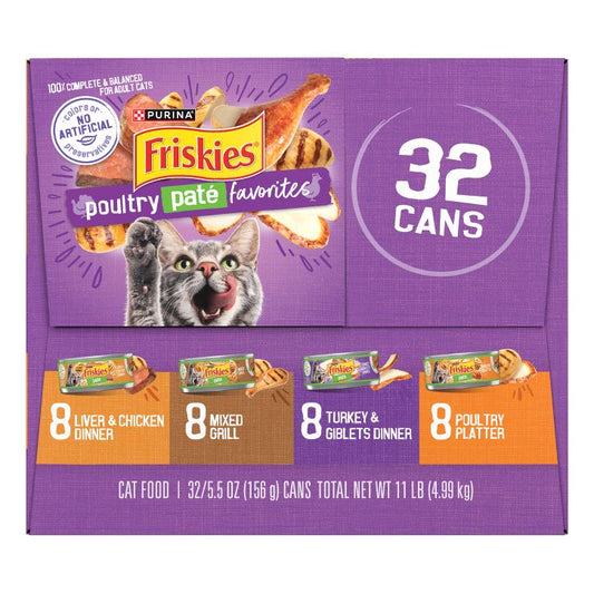32Ct 5.5oz Friskies Pate Poultry Favorite's Variety Pack - Majestic Pet Kingdom