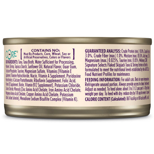 Wellness Core Adult Signature Select Flaked Skipjack Tuna and Shrimp Entree Wet Cat Food - Majestic Pet Kingdom