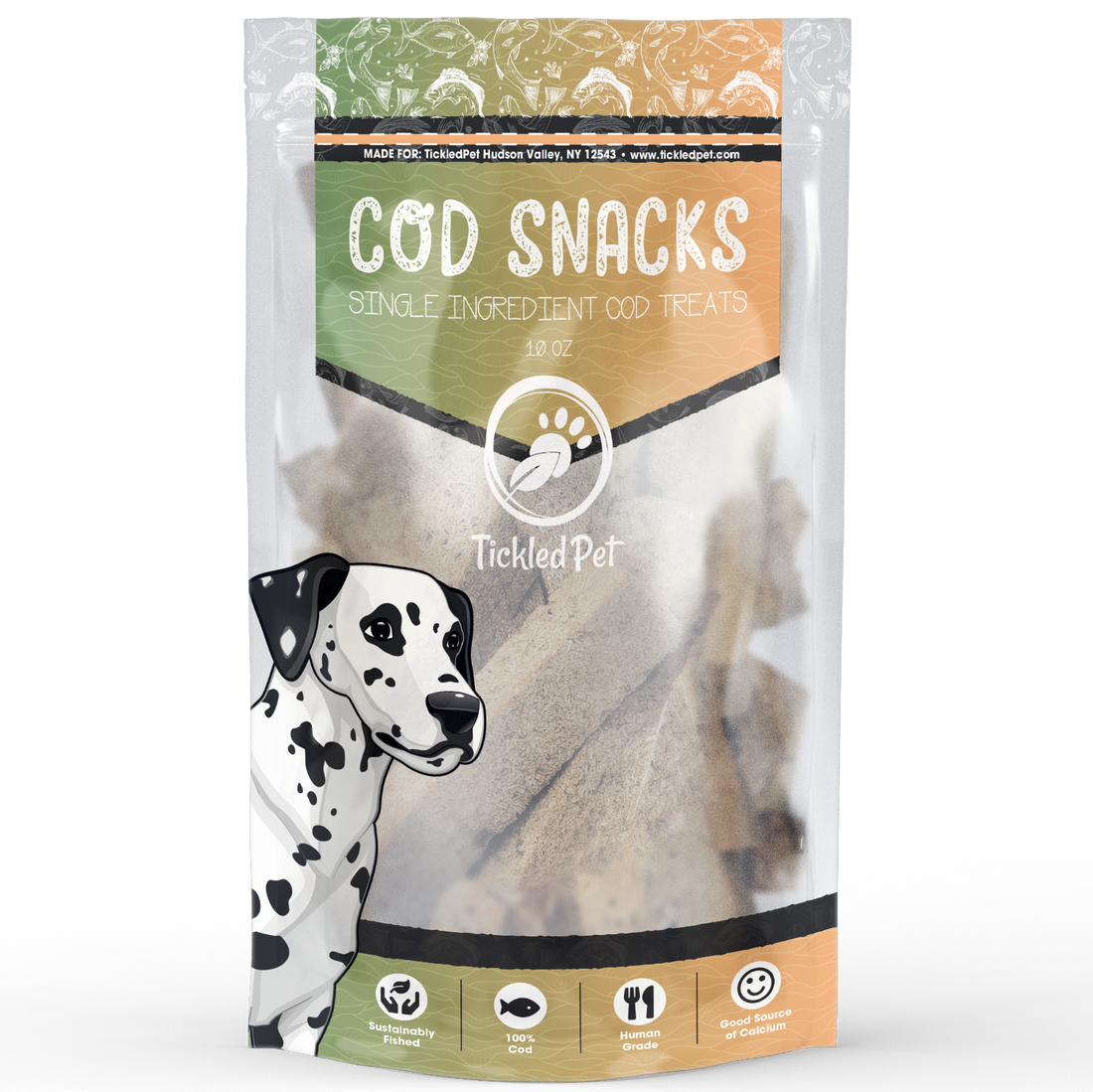 Dog Treats Tickled Pet Icelandic Codfish Crunchy Bites 10oz