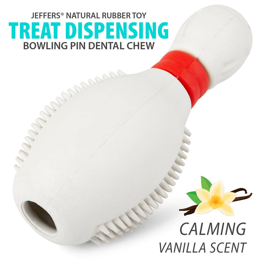 Dog Chew Toy Bowling Pin Natural Rubber Dental Treat Dispenser