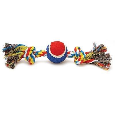 Jeffers Multi-Colored Rope Bone with Ball Dog Toy, 12"L Interactive | Majestic Pet Kingdom™