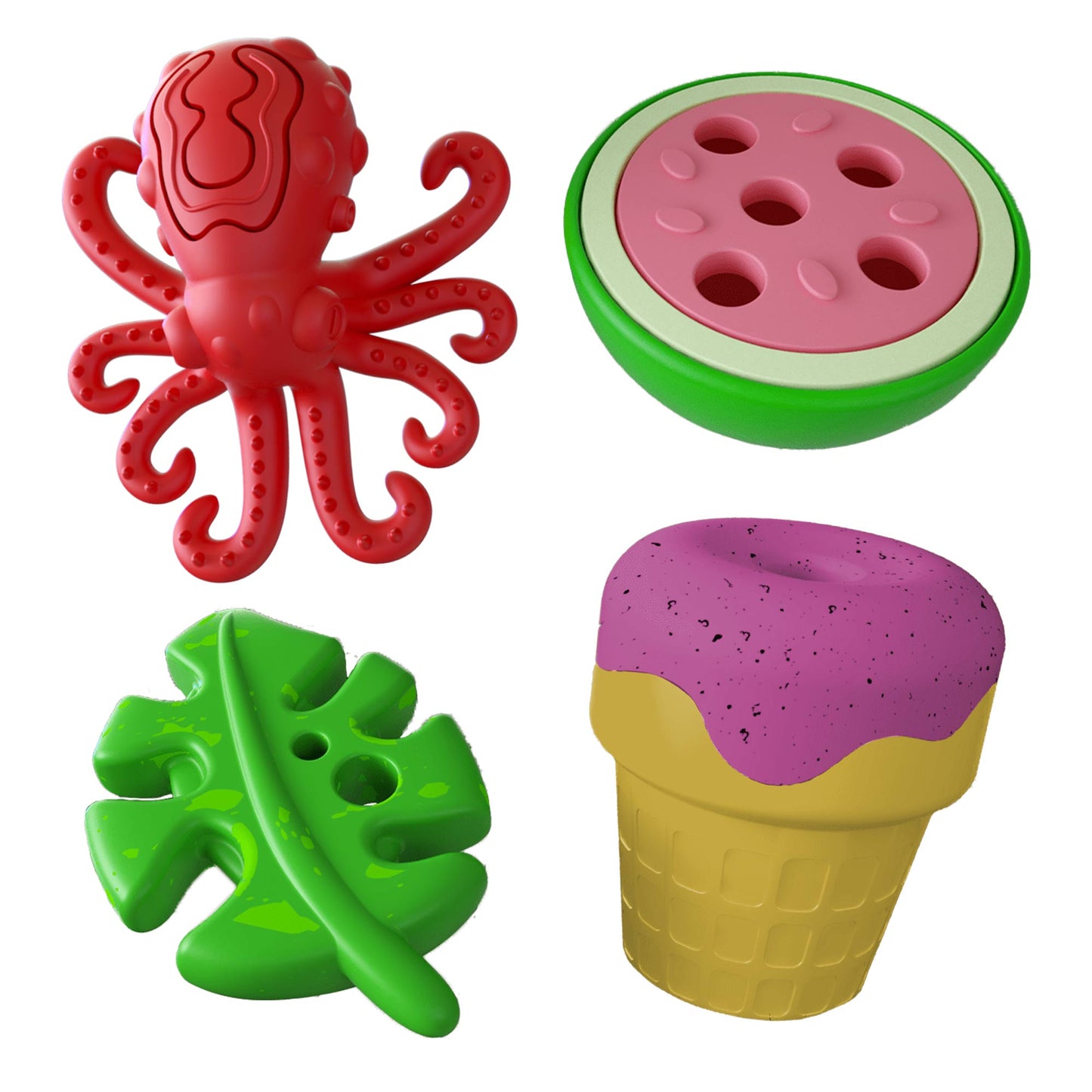 Jeffers Summer Natural Rubber Dog Chew Toys, 4 pc, Medium - Purrfect Pet Kingdom™
