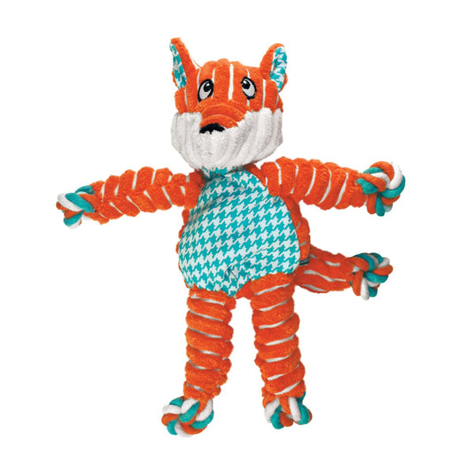 Dog Plush Toy KONG Floppy Knots Fox Squeaky Rope Chew Small - Detail Angle 2 | Majestic Pet Kingdom