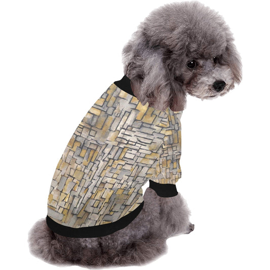 Dog T-Shirt Piet Mondrian Tableau No 2 Round Neck Pet Apparel - Detail Angle 2 | Majestic Pet Kingdom