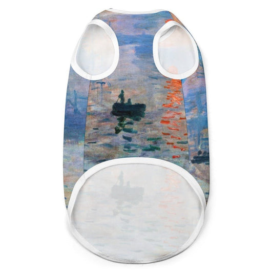 Dog Vest Claude Monet Impression Sunrise Art Sleeveless Shirt - Detail Angle 2 | Majestic Pet Kingdom