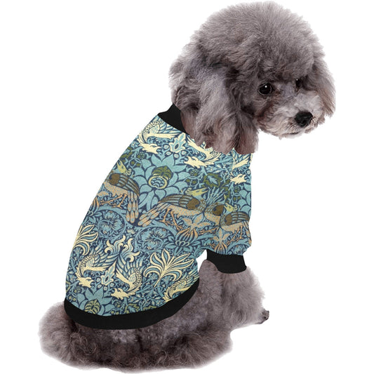 Dog T-Shirt William Morris Peacock and Dragon Round Neck Top - Detail Angle 2 | Majestic Pet Kingdom