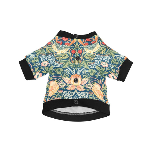 Dog T-Shirt William Morris Strawberry Thief Round Neck Apparel - Detail Angle 2 | Majestic Pet Kingdom