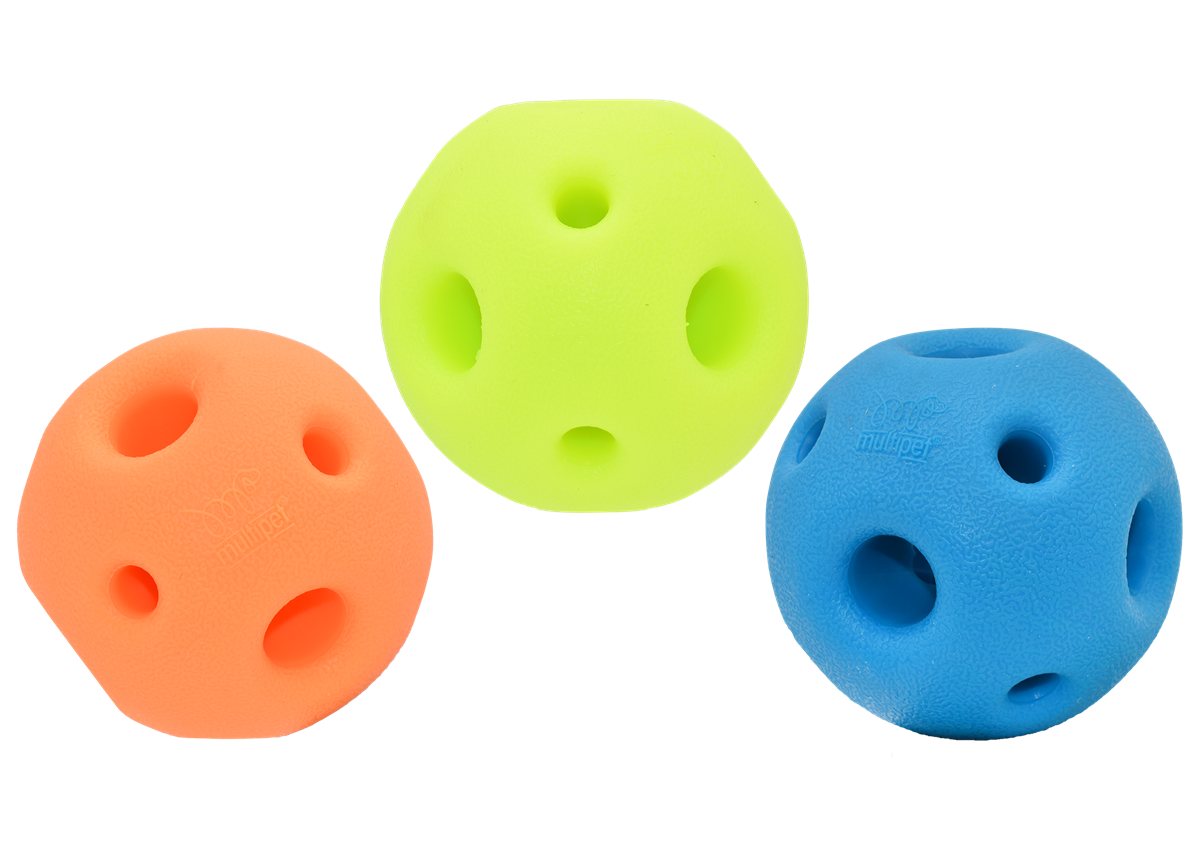 Dog Ball Toy Multipet Breeze Ball High Bounce Rubber 3-Inch