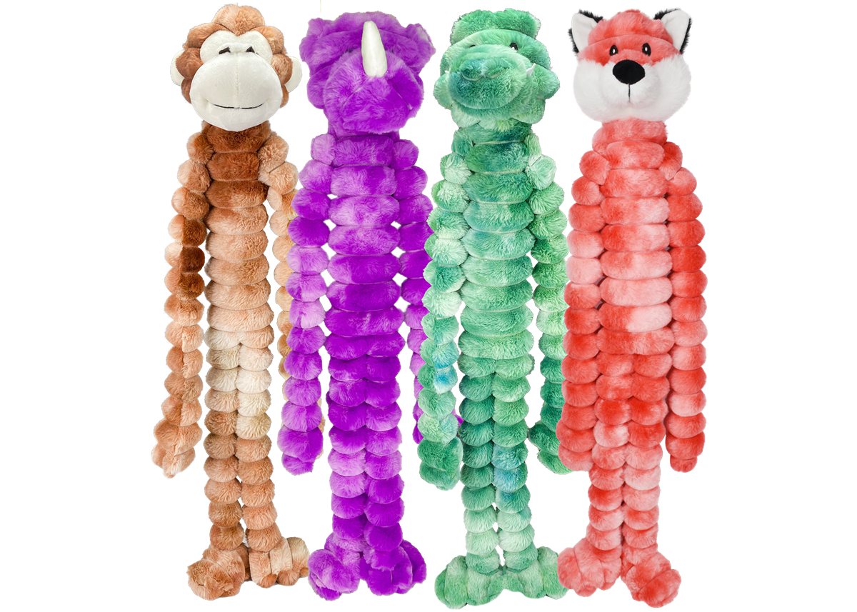 Dog Plush Toy Multipet Crimpy Cuddlerz Squeaky Animal 18-Inc