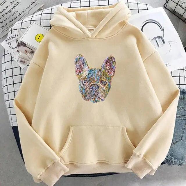 Dog Hoodie French Bulldog Graphic Oversized Fleece