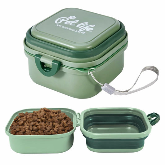 Collapsible Dog Bowl w/ Lid Travel Food Water Bowl 2-in-1 Portable 60oz - Detail Angle 2 | Majestic Pet Kingdom