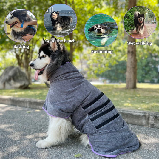 Periflowin Dog Drying Coat Bathrobe Towel Microfiber Blue-1 Size M - Detail Angle 2 | Majestic Pet Kingdom