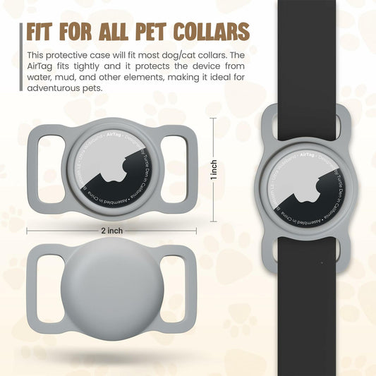 Turtle Den Airtag Dog Collar Holder Waterproof Rubber 2 Pack White - Detail Angle 2 | Majestic Pet Kingdom