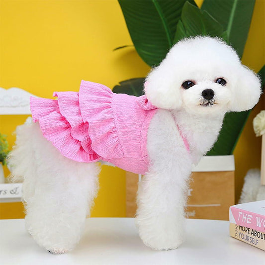 dog-ruffle-dress-pink-tiered-bow-summer-puppy-clos-l-luxury-view-2 | Majestic Pet Kingdom