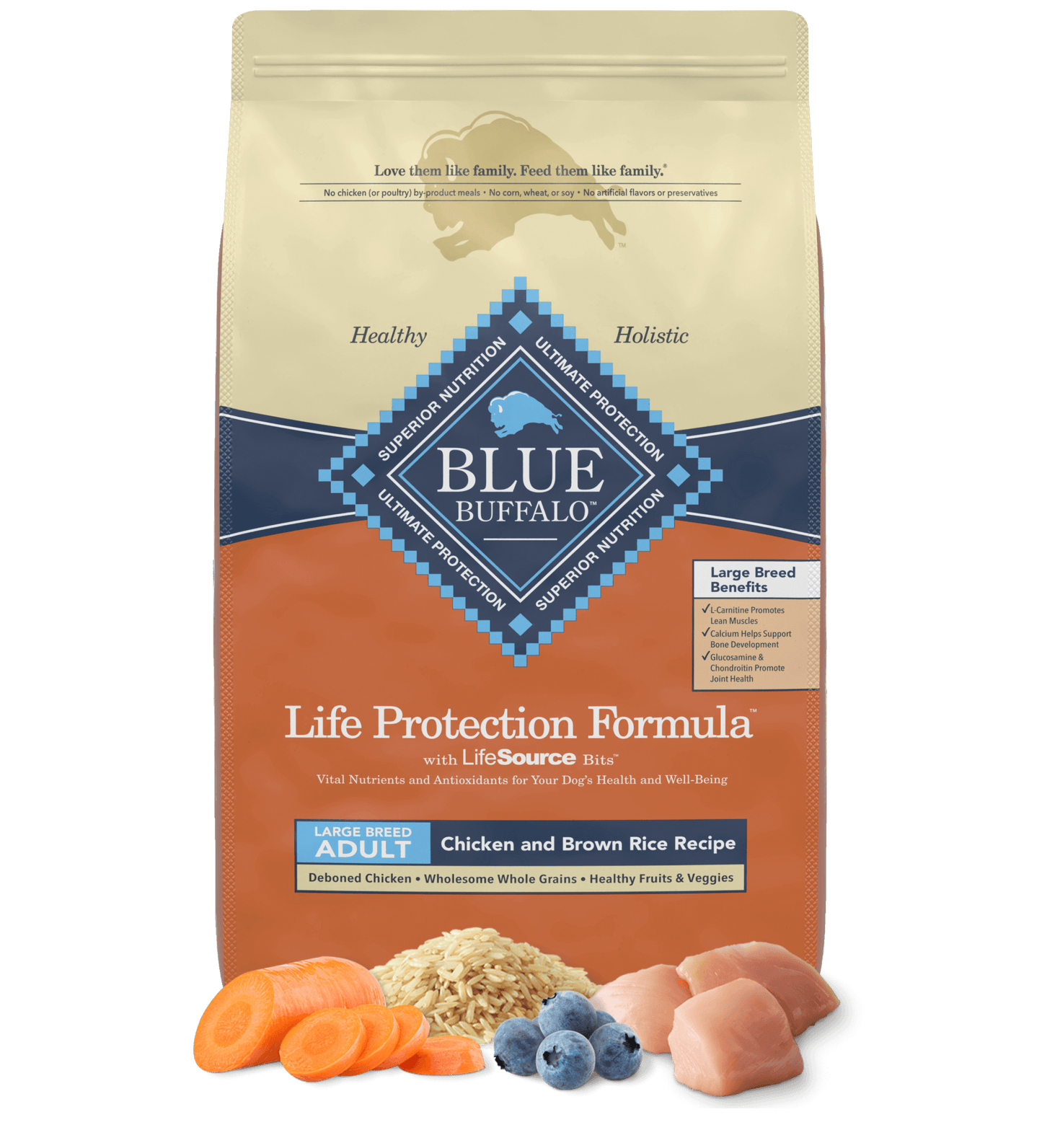 Dog Food Blue Buffalo Large Breed Chicken and Brown Rice Bag