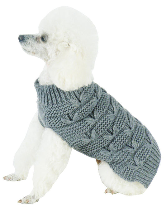 Butterfly Stitched Heavy Cable Knitted Fashion Turtle Neck Dog Sweater