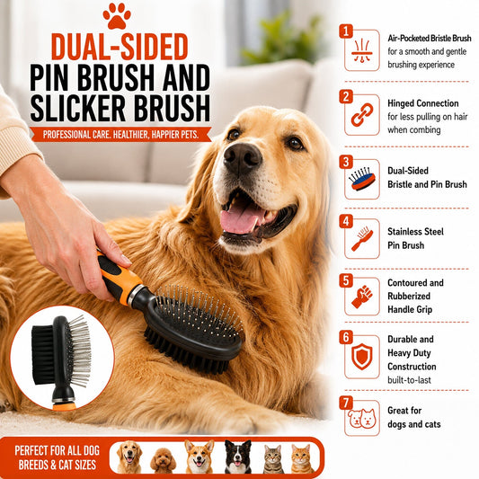 Flex Series 2-in-1 Dual-Sided Pin and Bristle Grooming Pet Brush