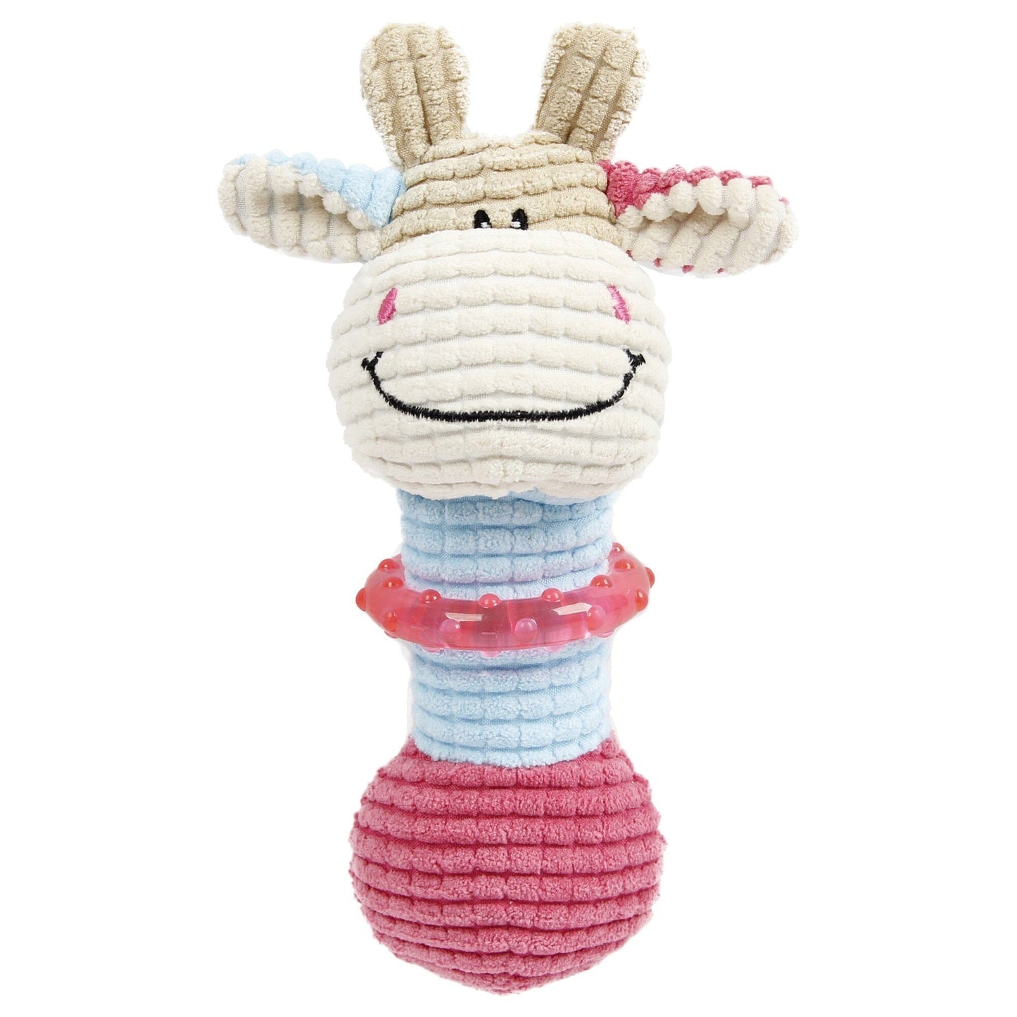Pet Life ® 'Giraffe-Cow' Plush Squeaking and Rubber Teething Newborn Puppy Dog Toy