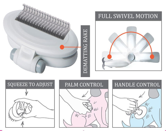 'Gyrater' Swivel Travel Grooming Dematting Pet Comb