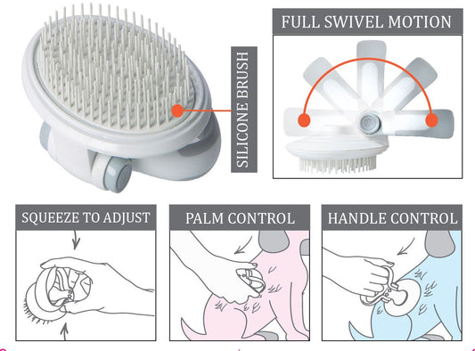 'Gyrater' Swivel Travel Soft Grooming Pet Pin Brush