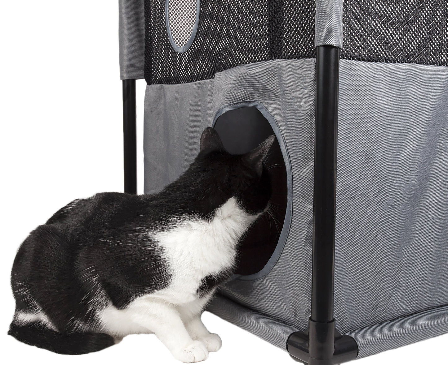 Cat Tree Kitty-Square Collapsible Maze House Tunnel Lounger - Detail Angle 7 | Majestic Pet Kingdom