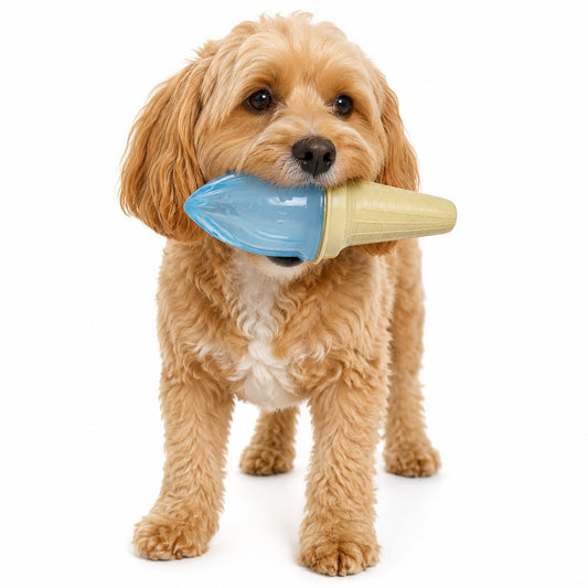 Dog Treat Toy Lick & Gnaw Ice Cream Cone Freezable Dispenser