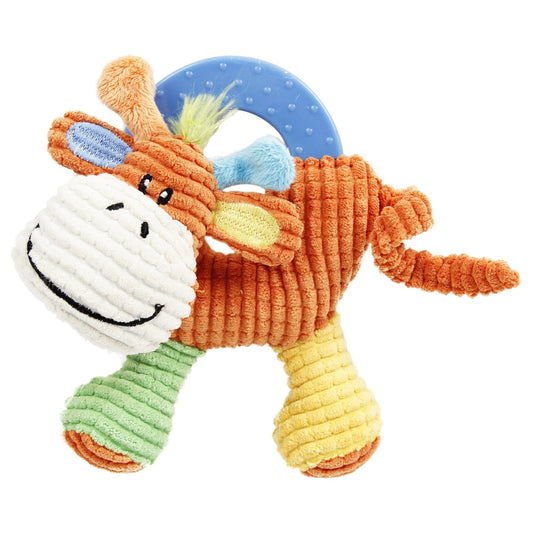 'Moo-cifier' Plush Squeaking and Rubber Teething Newborn Puppy Dog Toy