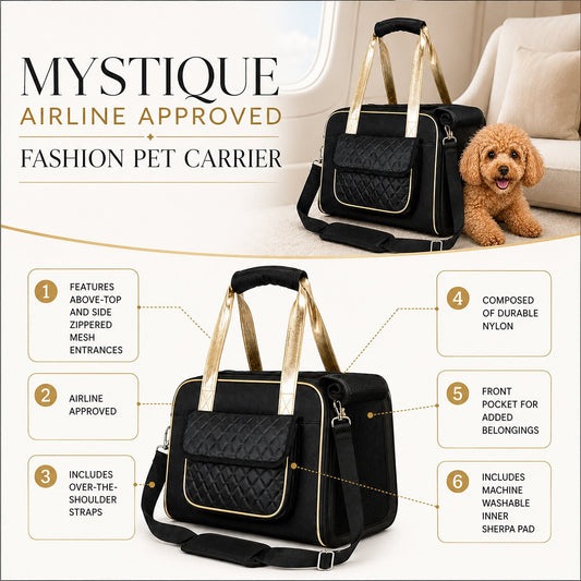 Mystique Airline Approved Fashion Designer Travel Pet Dog Carrier w/ Pouch
