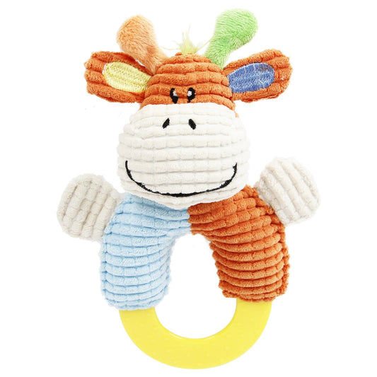 'Ring-O-Round' Plush Squeaking and Rubber Teething Newborn Puppy Dog Toy