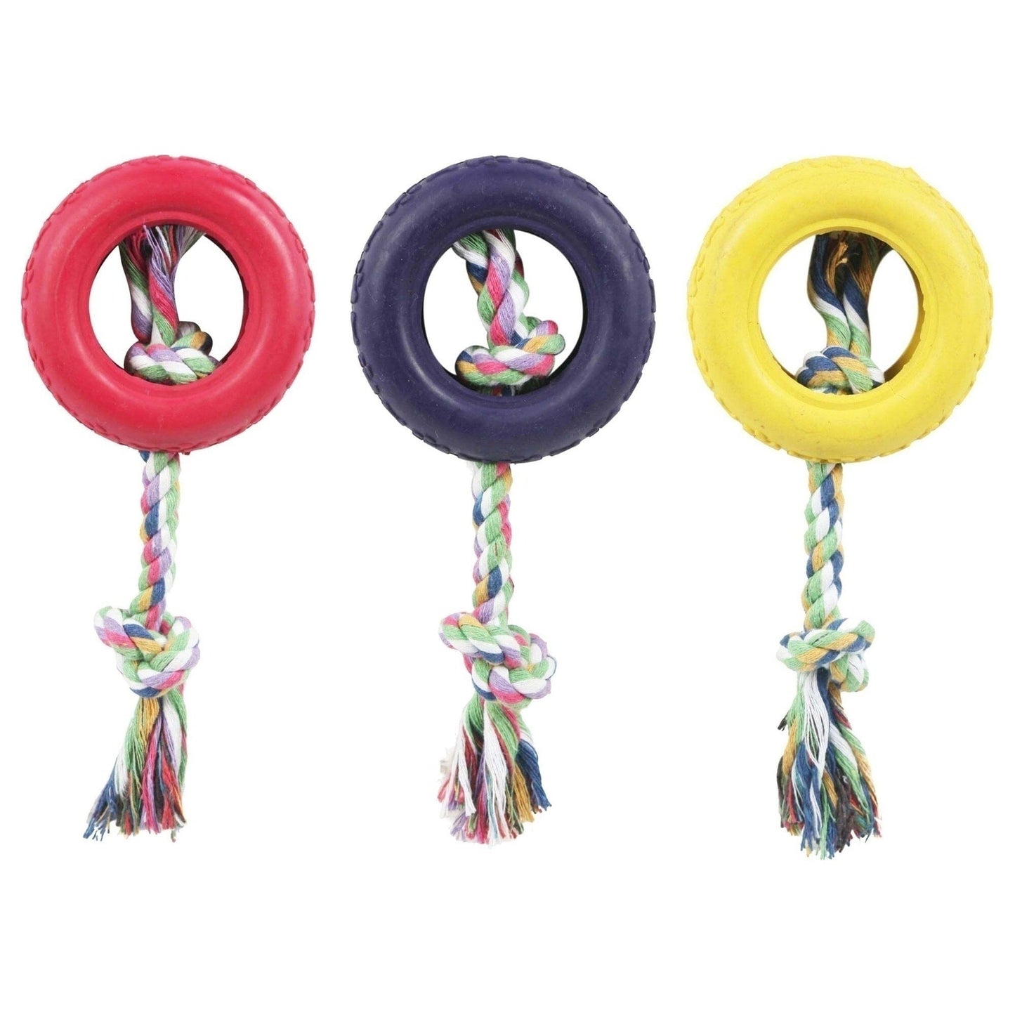 Pet Life ® Rubberized Chew Jute Rope and Tire Pet Dog Toy