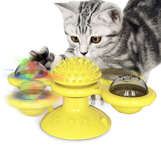 Cat Toy Windmill Rotating Suction Cup Spinning Teaser Toy