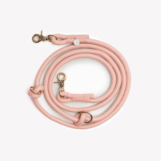 Dog Leash Hands-Free Powder Rose Braided Rope Waist Lead 6ft