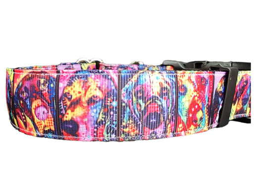 Dog Collar Rainbow Pup Portraits Colorful Dog Art Printed Nylon