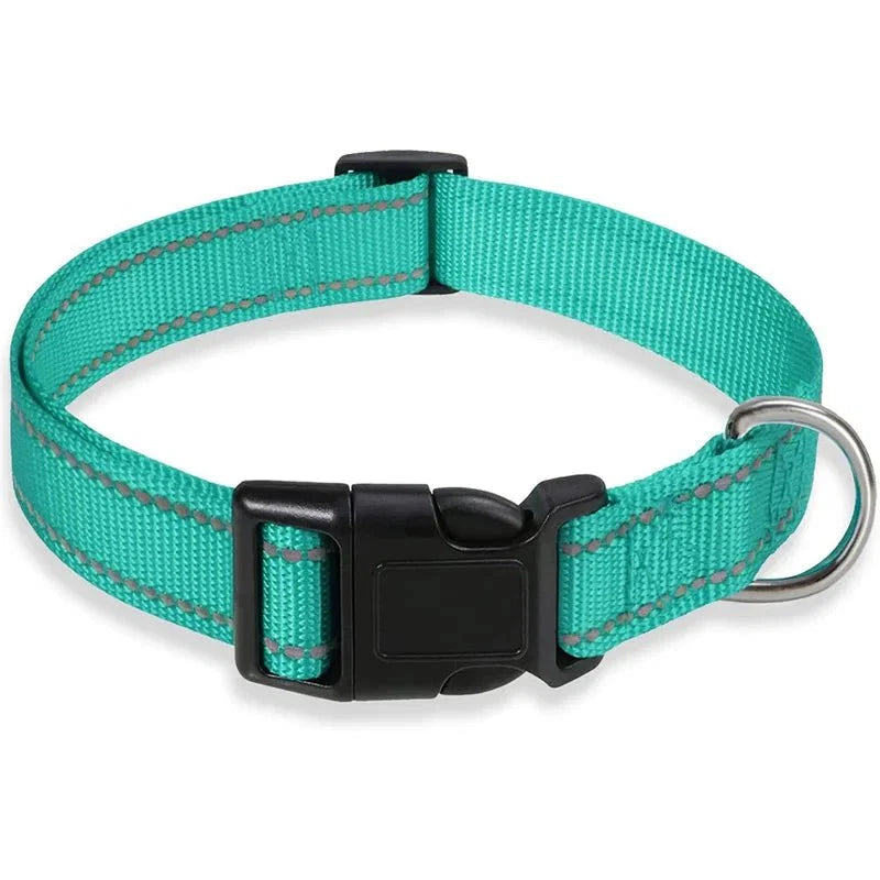 Dog Collar Reflective Adjustable Heavy Duty Nylon Walking Strap - Detail Angle 7 | Majestic Pet Kingdom