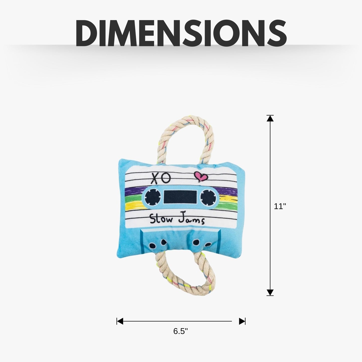 Dog Plush Toy Retro Cassette Tape Squeaker Crinkle Paper - Detail Angle 4 | Majestic Pet Kingdom