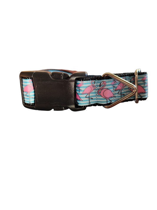Flamingo Stripes Nylon Dog Collar | Purrfect Pet Kingdom