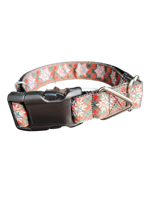 Snowflake Tartan Plaid Nylon Dog Collar | Purrfect Pet Kingdom