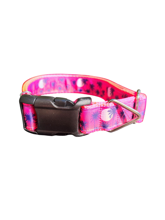 Pink Palm Trees Nylon Dog Collar | Purrfect Pet Kingdom
