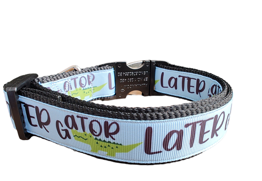 Later Gator Black Nylon Dog Collar MD, LG, XL, Leash | Purrfect Pet Kingdom