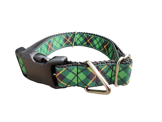 Green and Gold Plaid Nylon Dog Collar | Purrfect Pet Kingdom