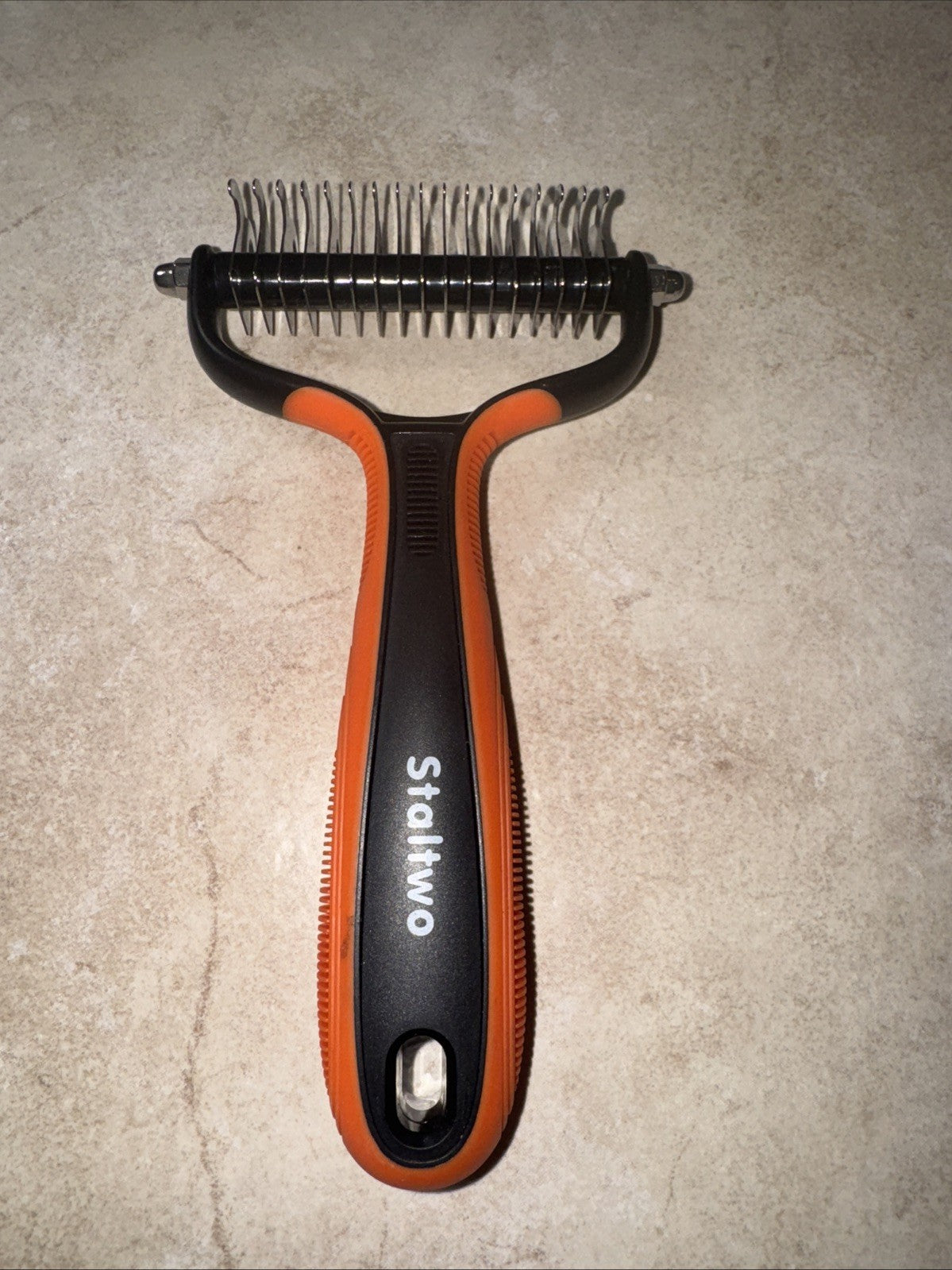 Dog Grooming Rake 2-in-1 Undercoat Deshedder Comb Rubber Handle - Main Feature View | Majestic Pet Kingdom