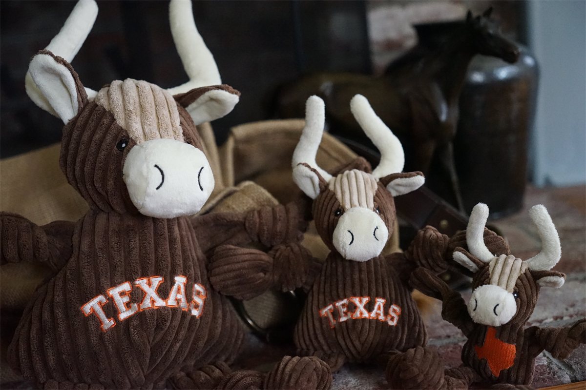 Dog Plush Toy Texas Longhorn Knottie Squeaky Stuffed Pet Animal - Detail Angle 4 | Majestic Pet Kingdom
