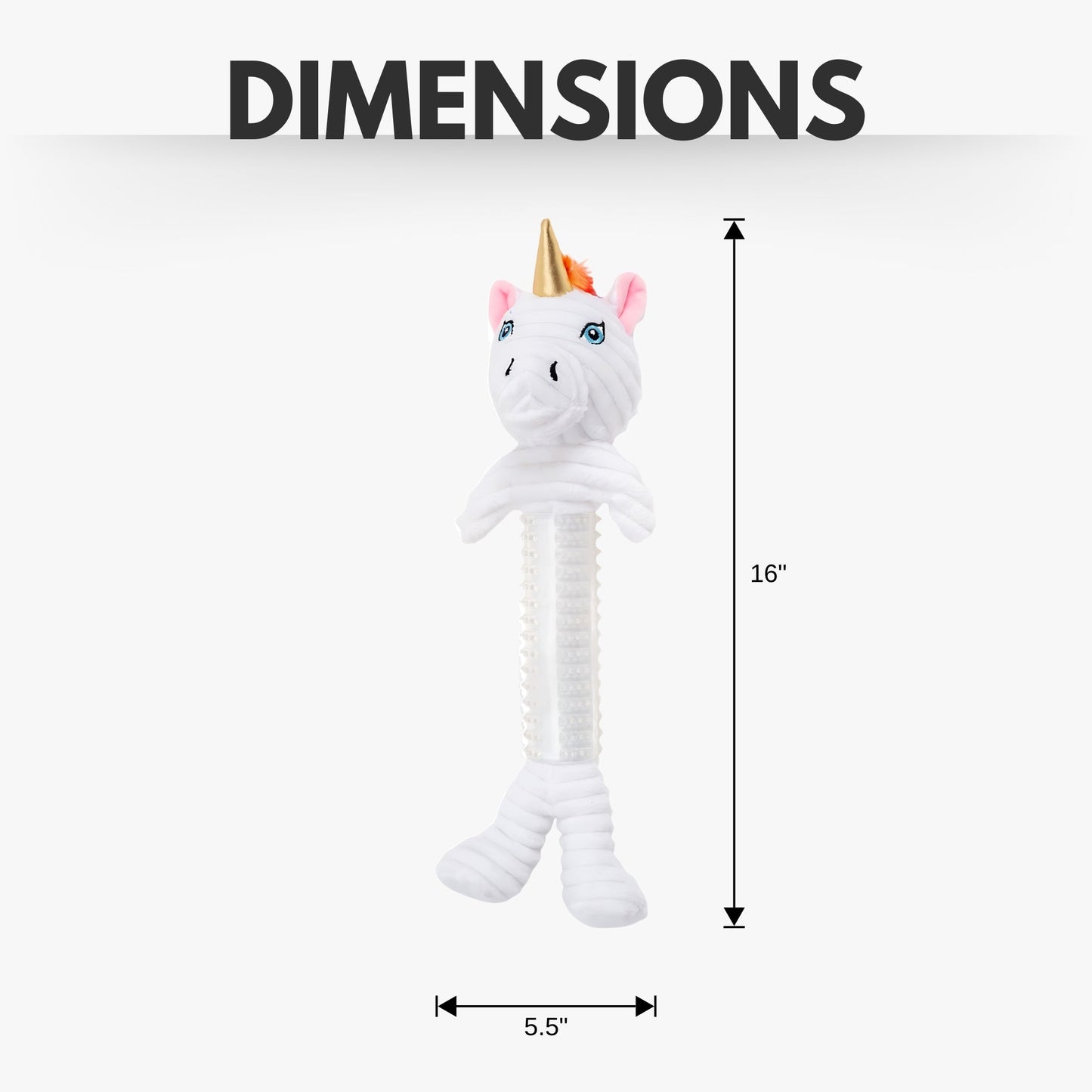 Dog Plush Toy Corduroy Unicorn TPR Rubber Squeaker Crinkle - Detail Angle 5 | Majestic Pet Kingdom