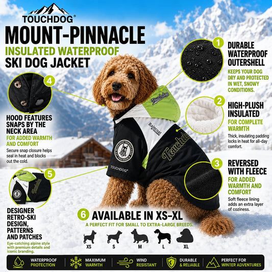 Touchdog ® 'Mount Pinnacle' Insulated Performance Retro Ski Dog Jacket - Detail Angle 2 | Majestic Pet Kingdom