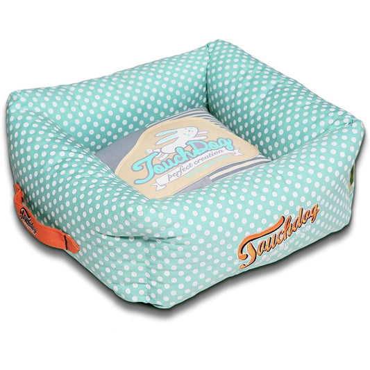 Dog Bed Touchdog Polka-Striped Designer Squared Sleeping Mat - Main Feature View | Majestic Pet Kingdom
