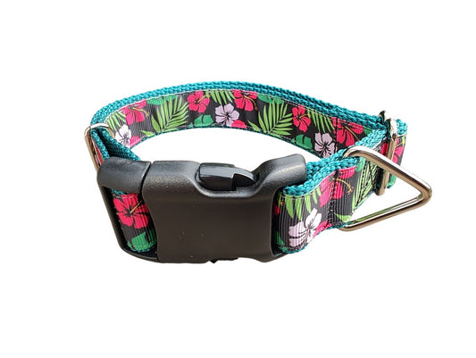 Dog Collar Tropical Flowers Hawaiian Hibiscus Botanical Nylon