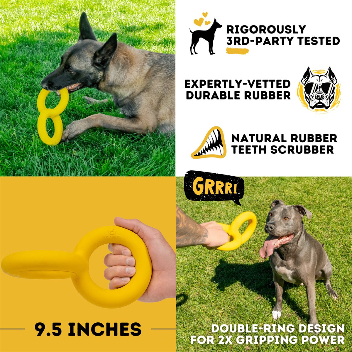 Dog Tug Toy Tug Chain Heavy Duty Rubber Double Loop Pull Rope - Detail Angle 7 | Majestic Pet Kingdom