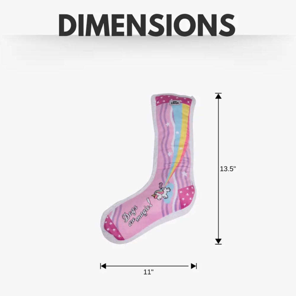 Whimsy Wonders Unicorn Squeaky Sock Plush Dog Toy
