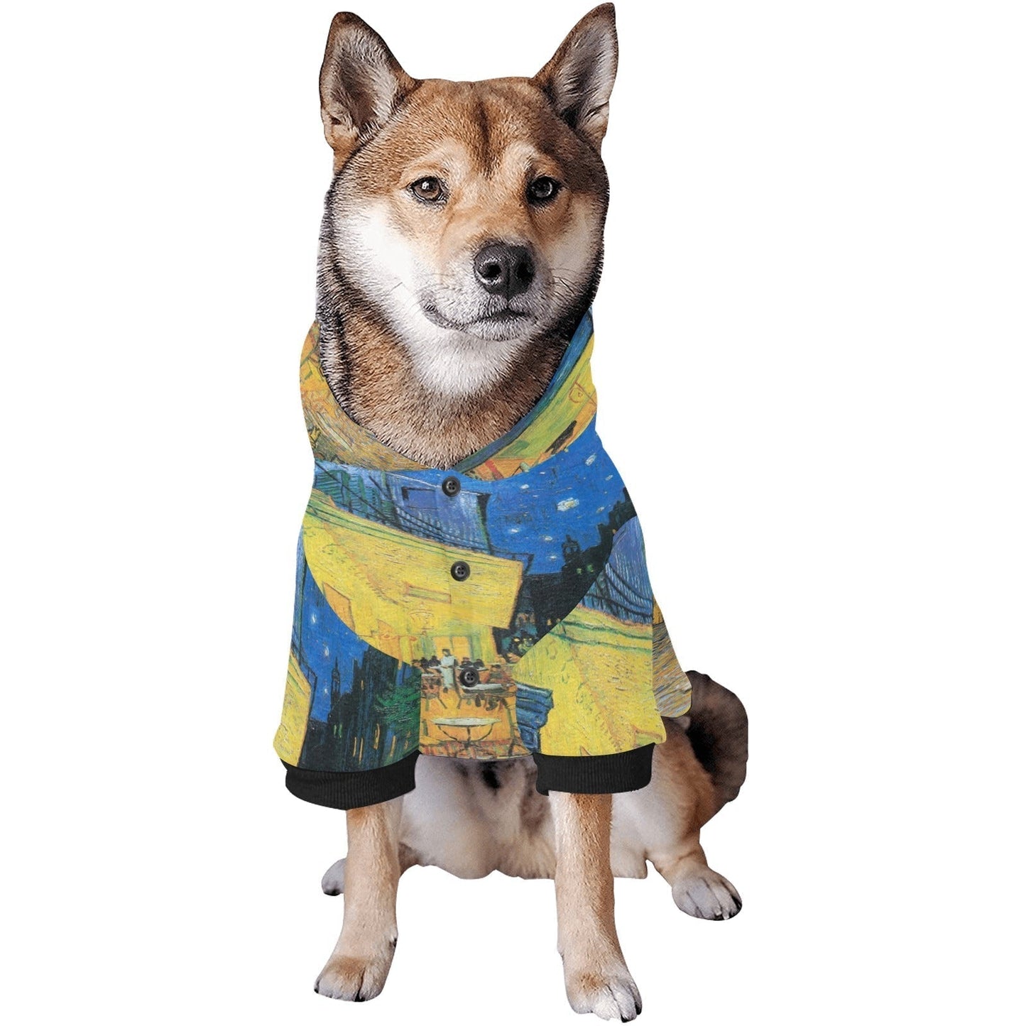Dog Hoodie Van Gogh Cafe Terrace At Night Button Up Pet Coat